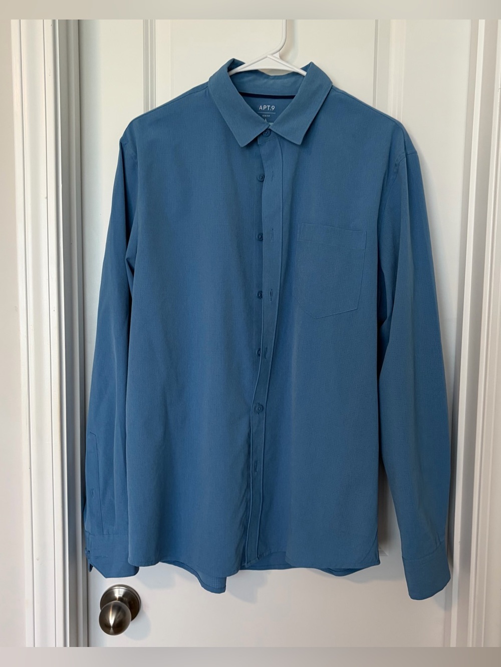Apt. 9 blue polyester & spandex button-up shirt iSize L